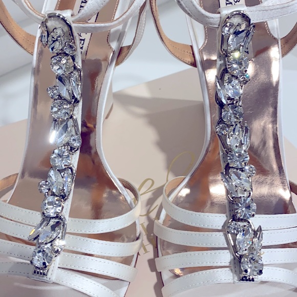 Badgley Mischka rhinestone wedge heel strap sandal - Picture 11 of 12